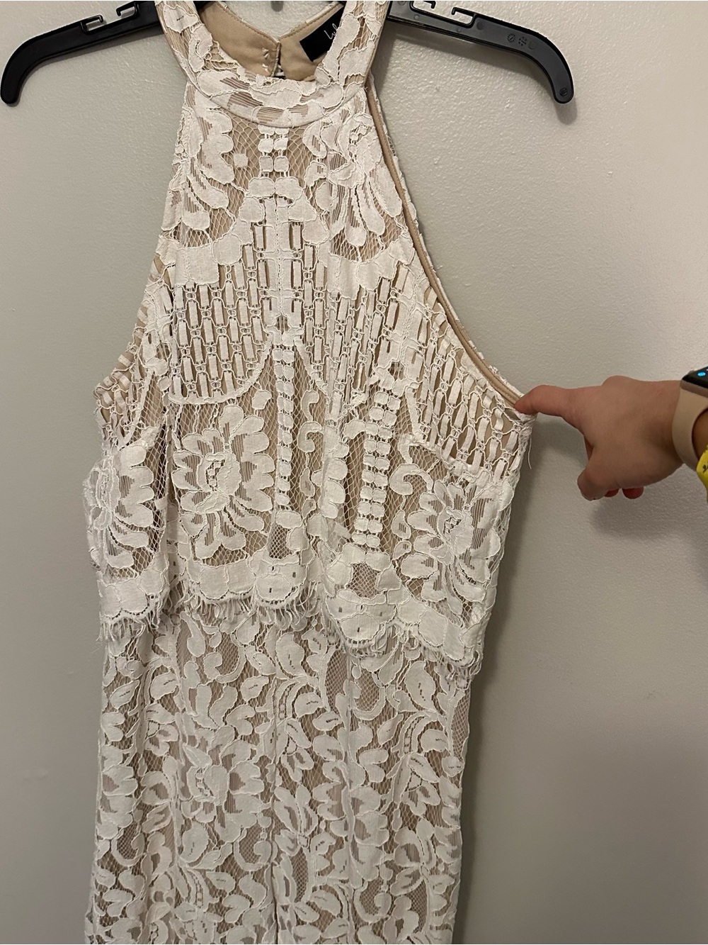 [Lulus] White Lace Halter Jumpsuit Bridal Shower (M) - Picture 2 of 10